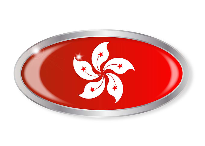 Hong Kong Flag Oval Button