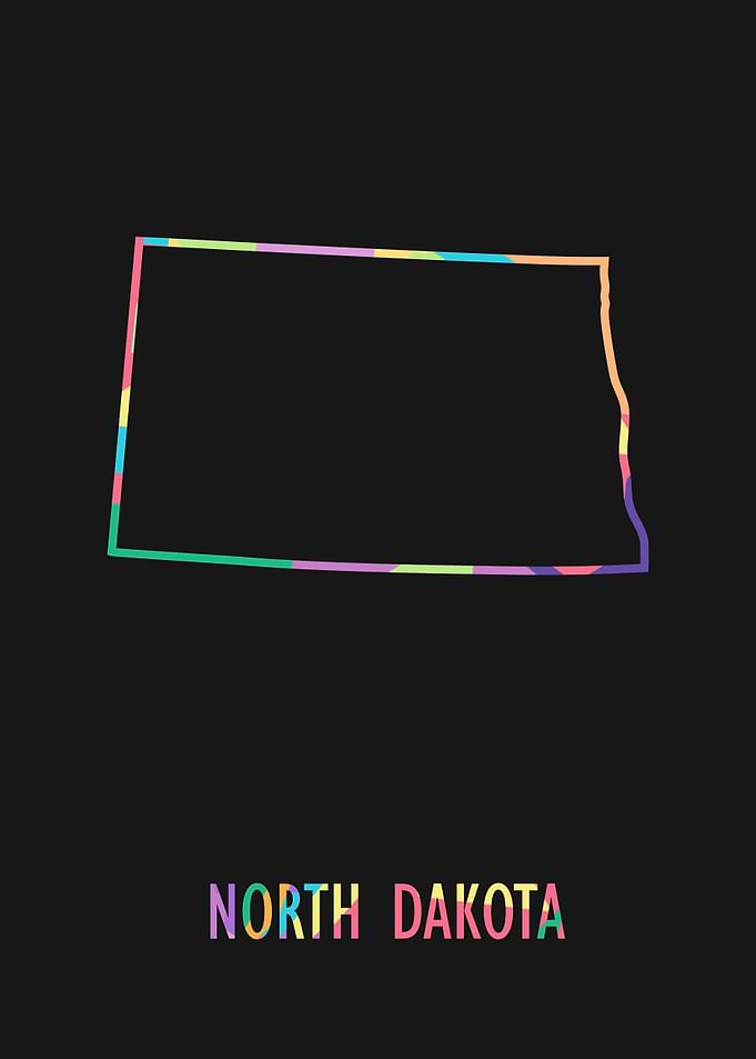 North Dakota Map Black