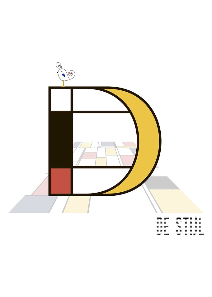 Neoplasticism Art Letter D