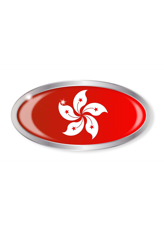 Hong Kong Flag Oval Button