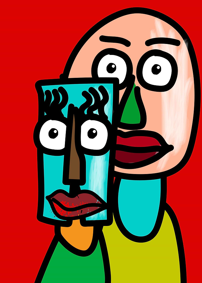 Abstract two curious man