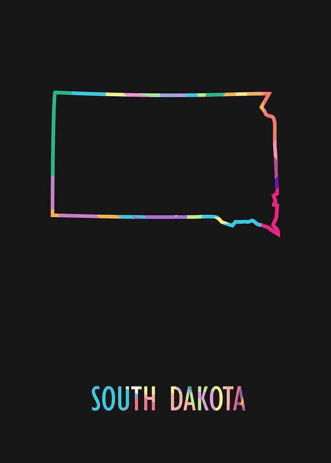 South Dakota Map Black