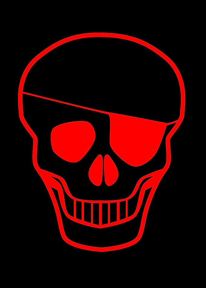 Red Skull With Eye Patch