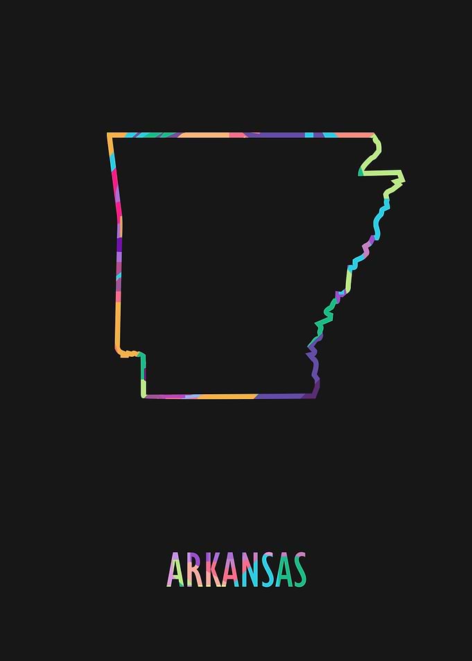 Arkansas Map Black