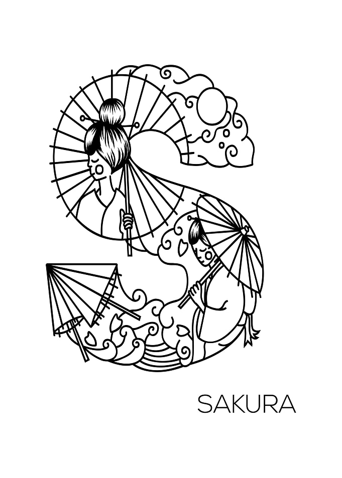 Japanese Type Art Letter S