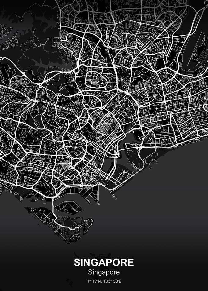 singapore city map black