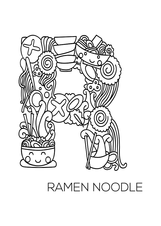 Japanese Type Art Letter R