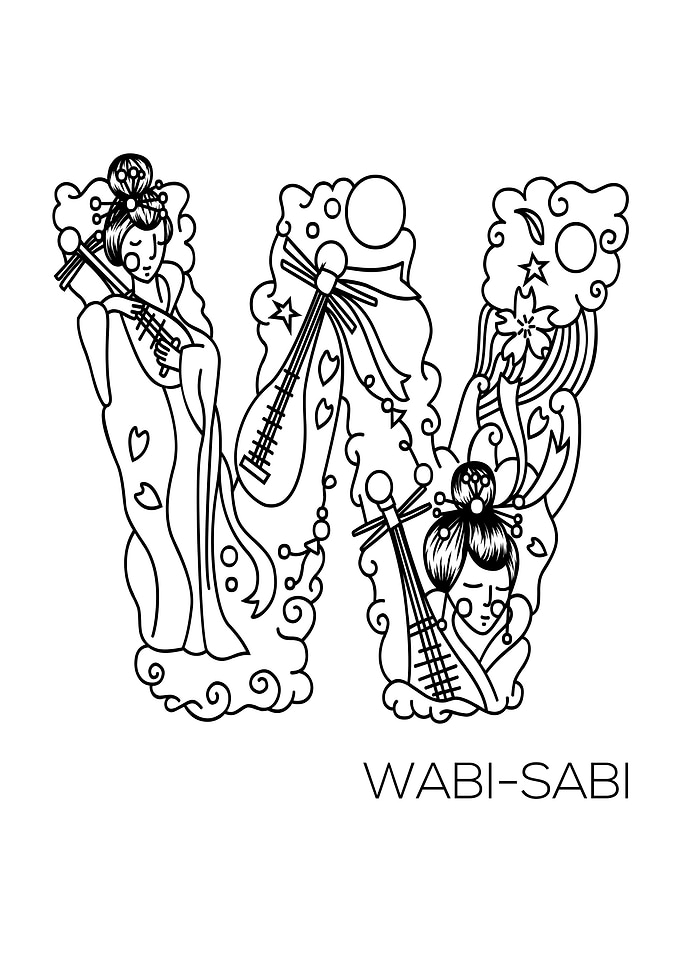 Japanese Type Art Letter W