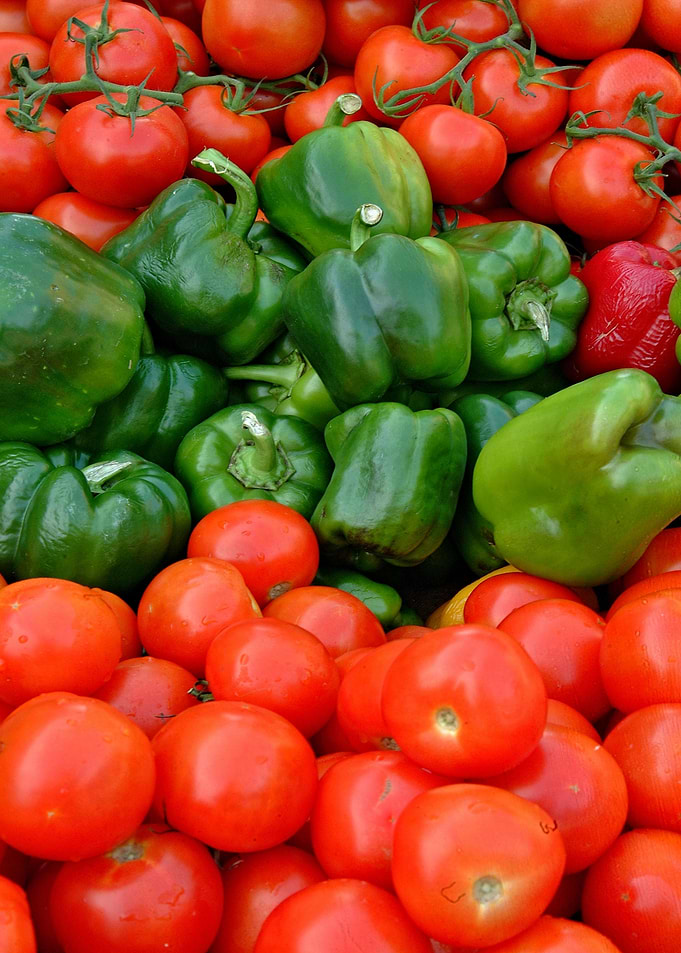 Tomatos and green peppers