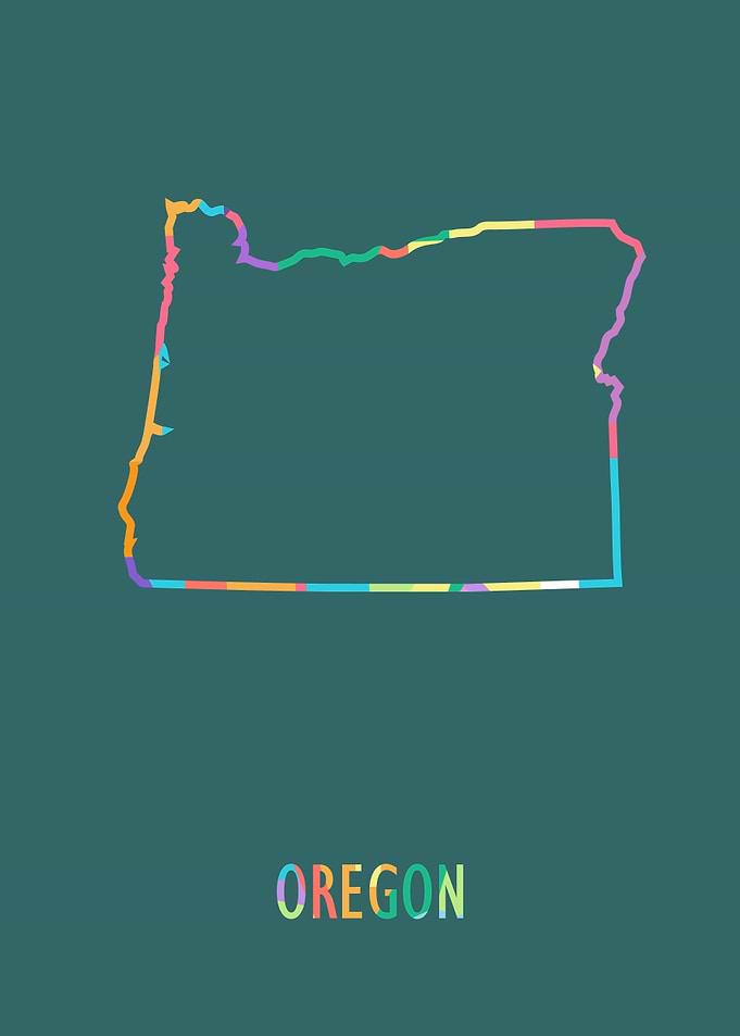 Oregon Map Green Bg