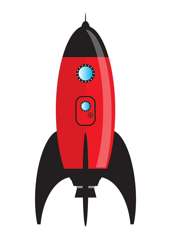 Red Cartoon Space Rocket