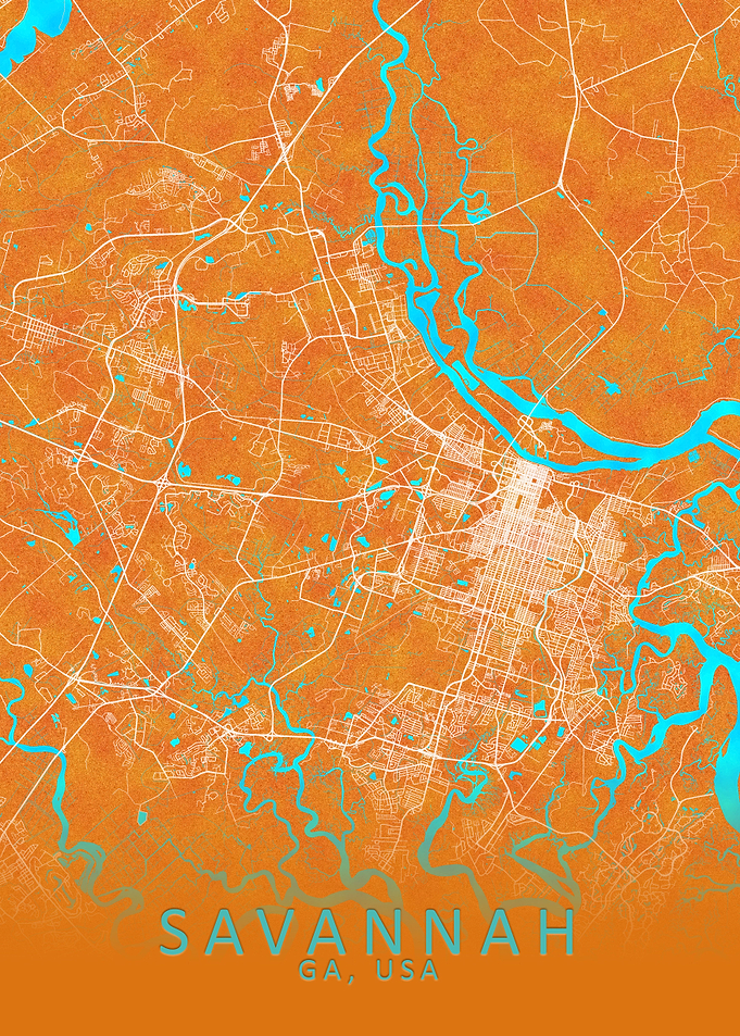 Savannah GA USA City Map