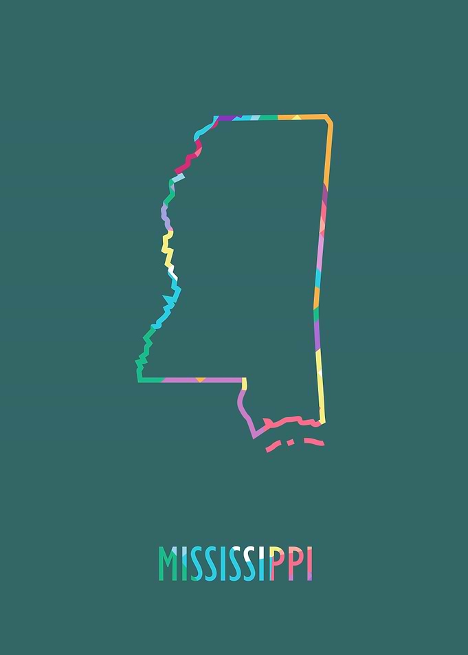 Mississippi Map Green Bg