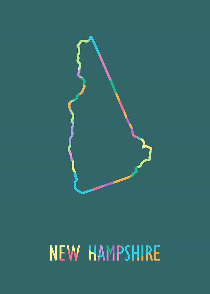 New Hampshire Map Green Bg