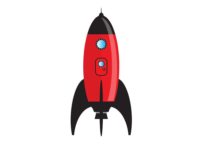 Red Cartoon Space Rocket