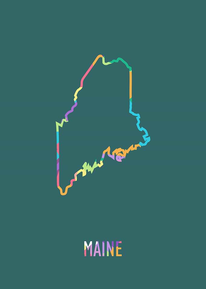 Maine Map Green Bg