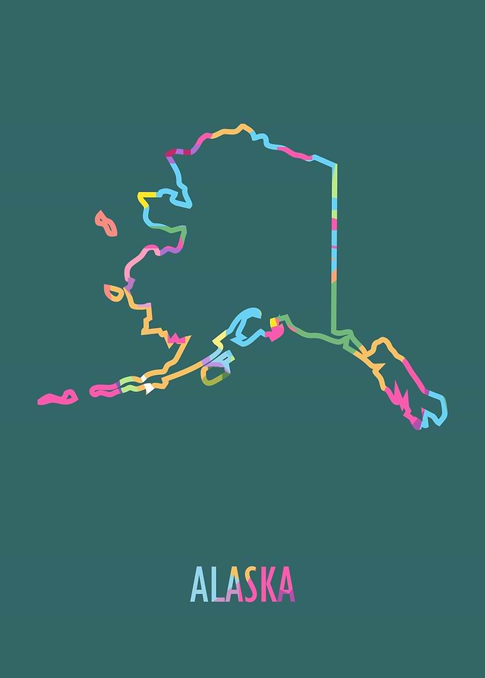 Alaska Map Green Bg