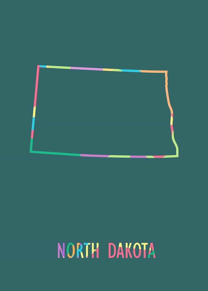 North Dakota Map Green Bg