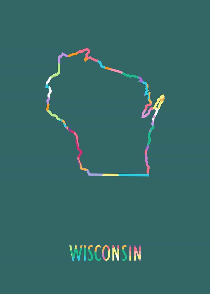 Wisconsin Map Green Bg