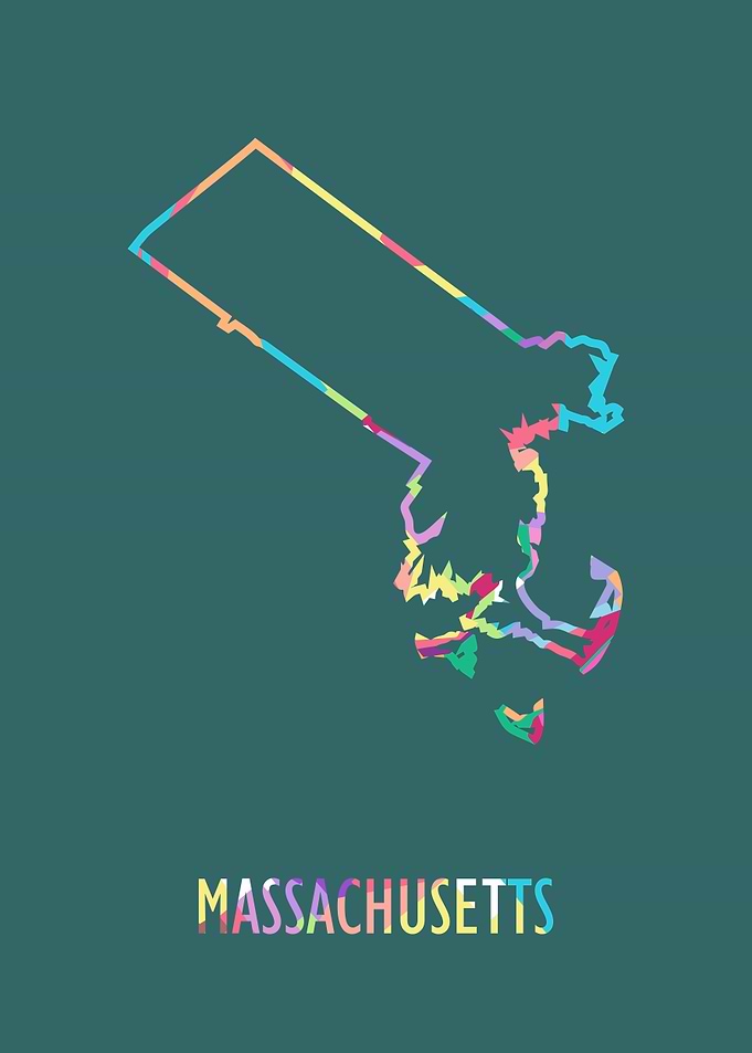 Massachusetts Map Green Bg