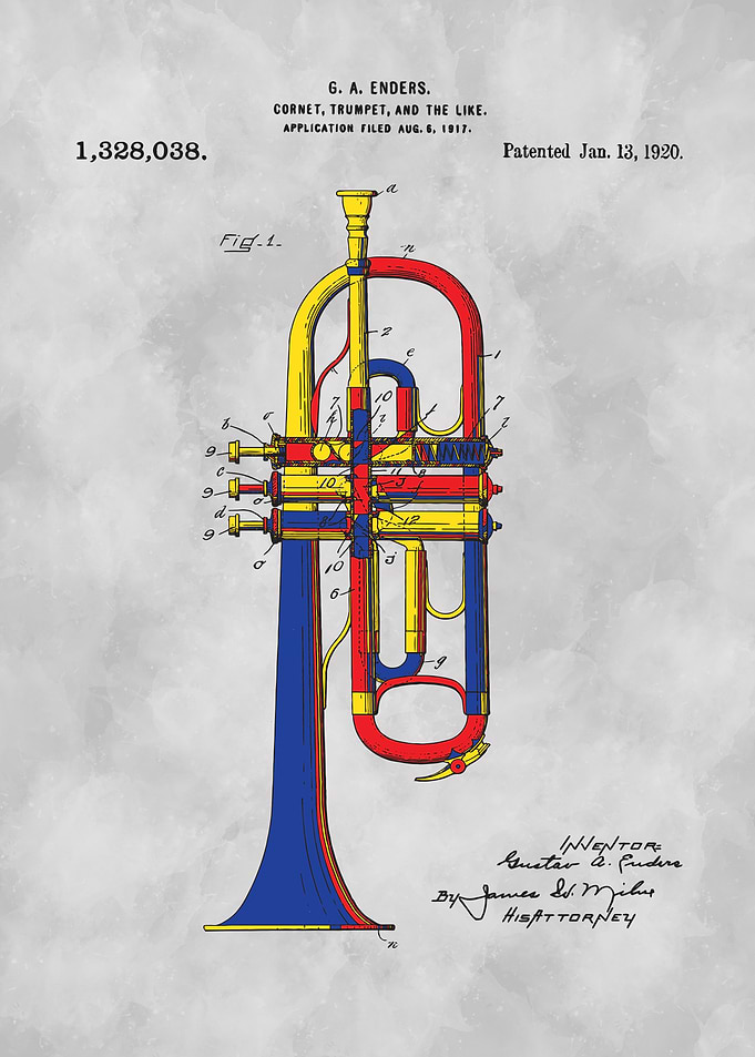 Trumpet Patent on Grey