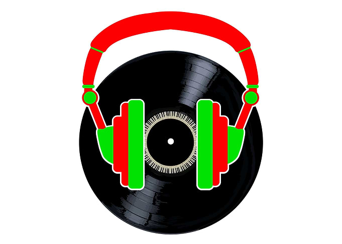Pair Of Headphones On Viny