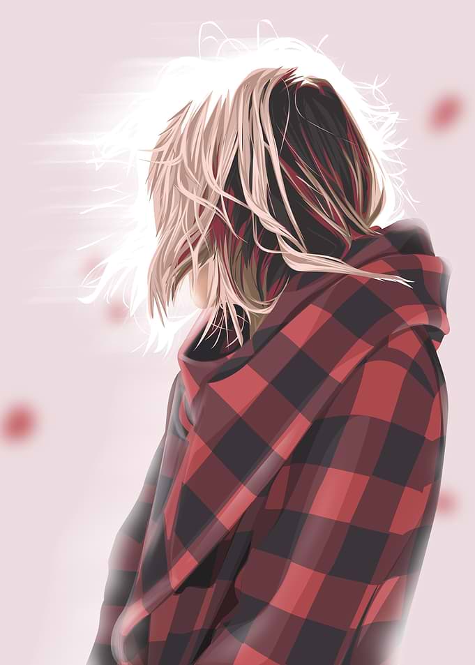 a girl look at her back