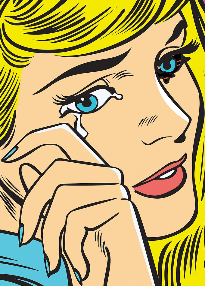 Comic Pop Crying Girl Art