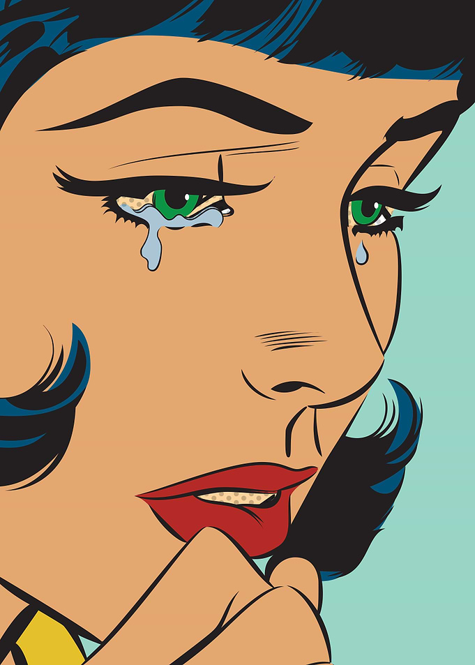 Comic Pop Crying Girl Art