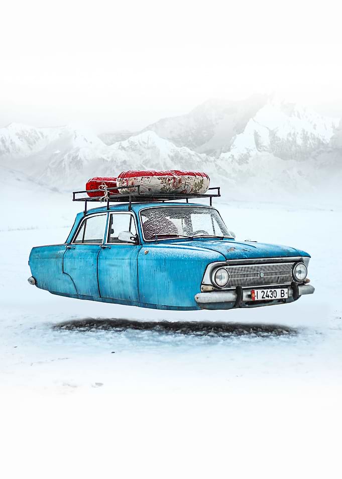 Flying Vintage Car