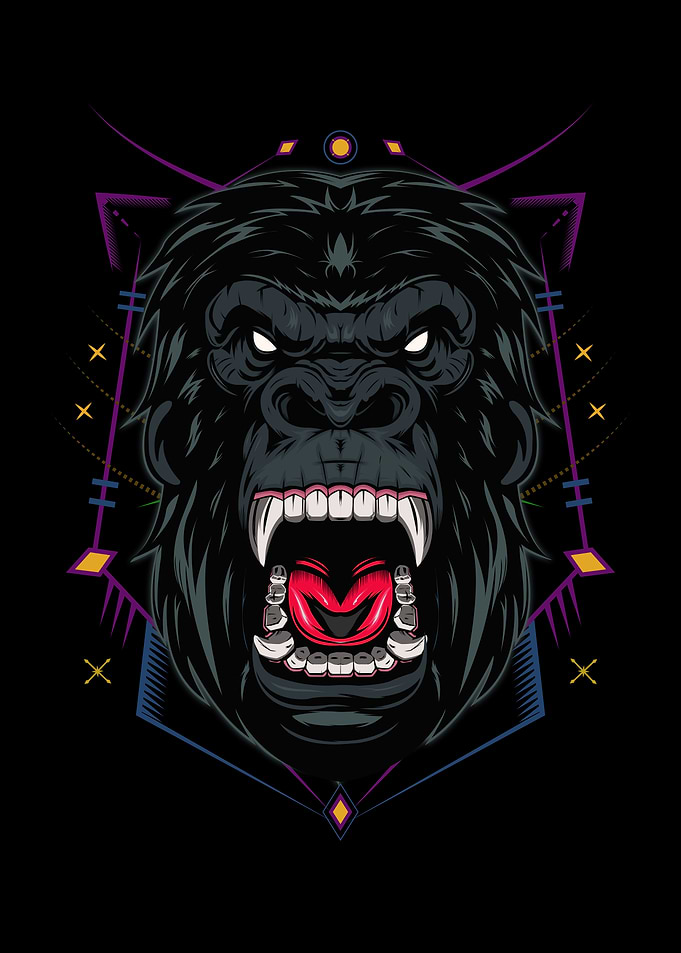 Angry gorilla face