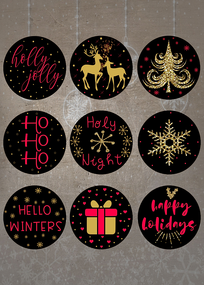 Christmas Buttons Black