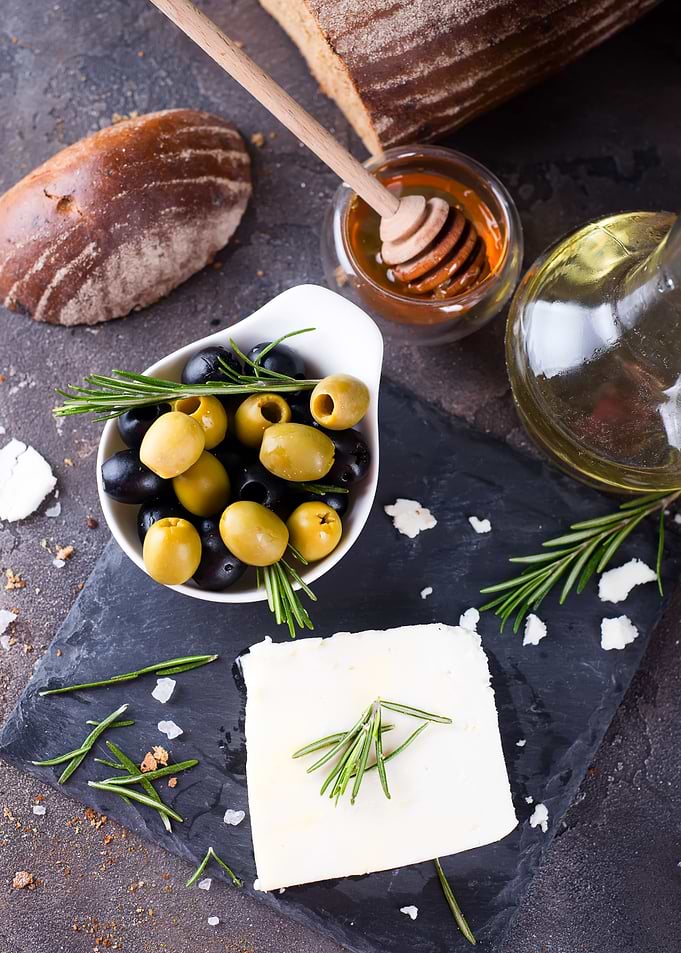 Cheese olive honey