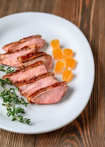 Slices of duck breast