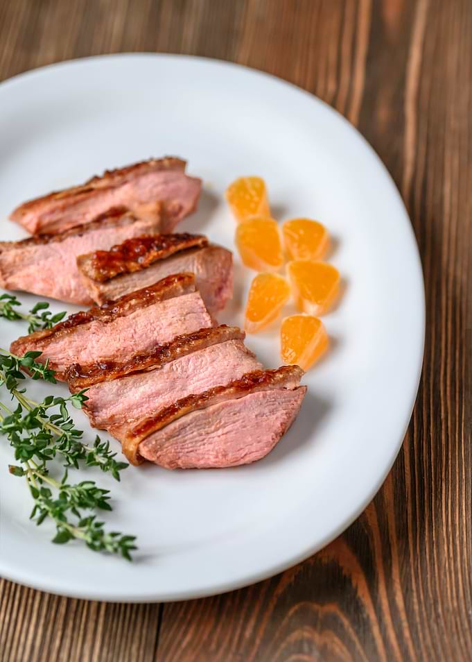 Slices of duck breast