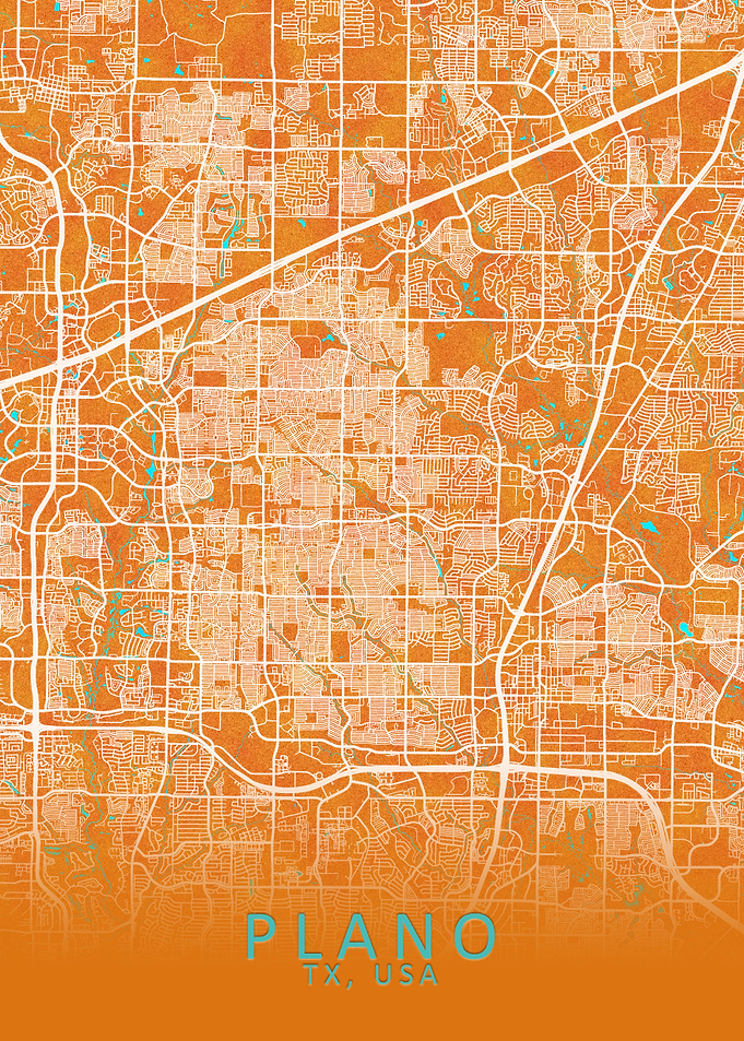 Plano TX USA City Map Gold