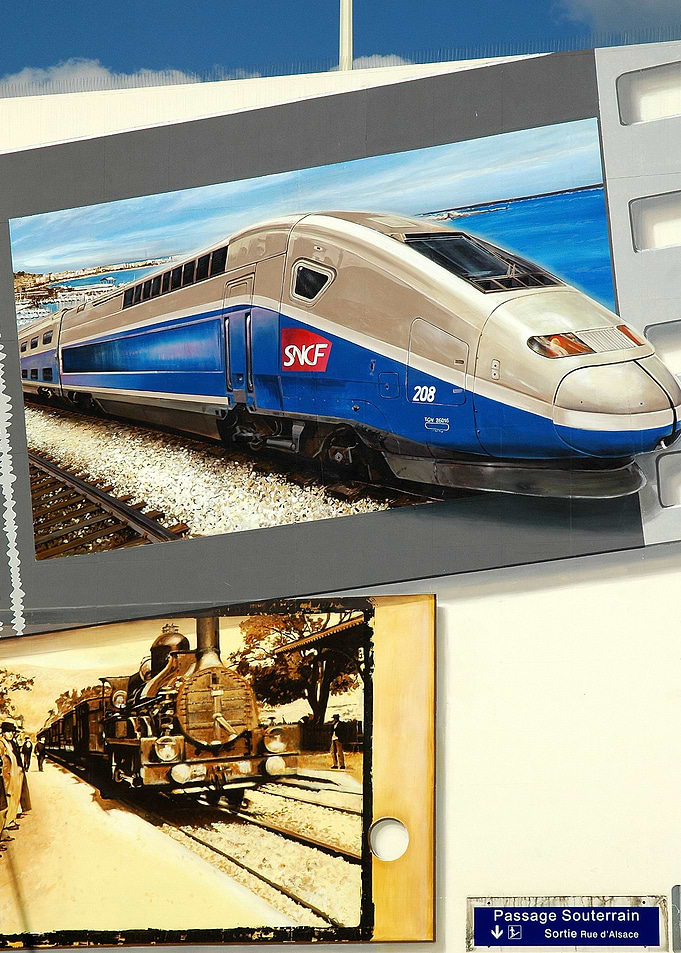 Modern and old trains