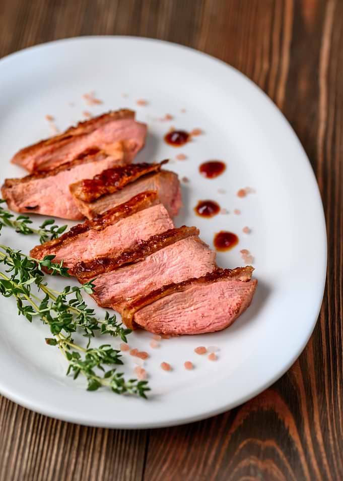 Slices of duck breast