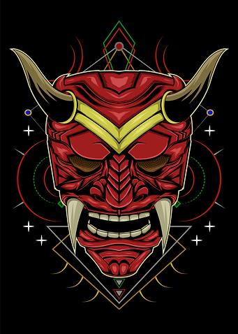 samurai mask illustration