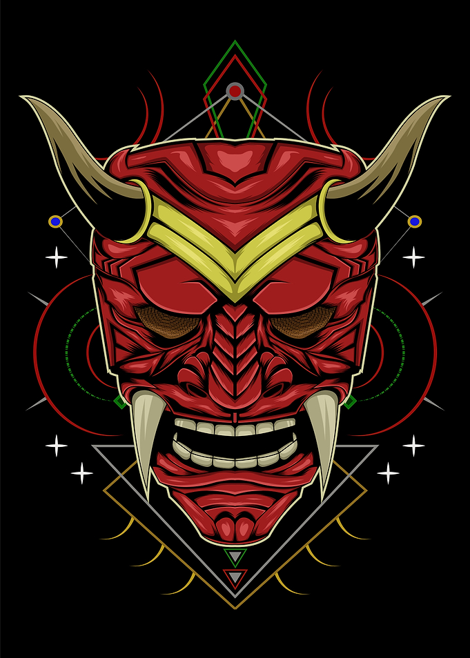 samurai mask illustration