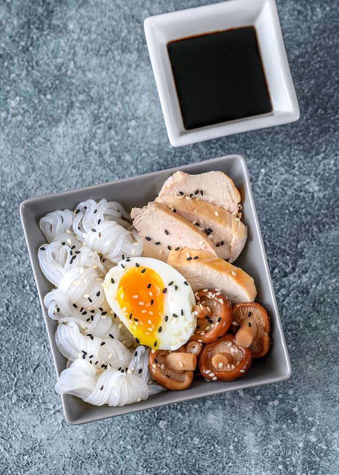 Asian food with konnyaku