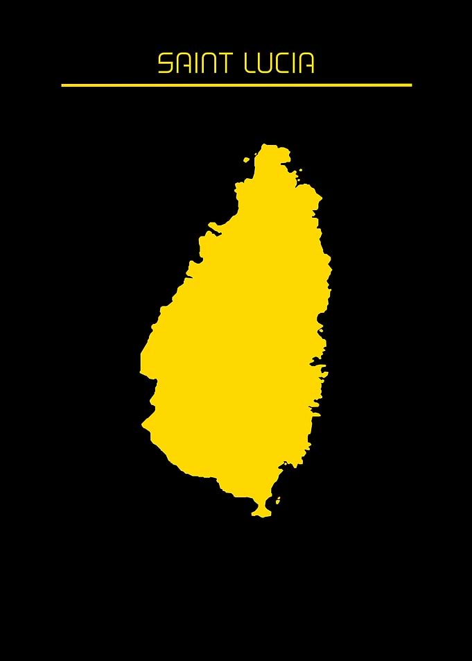 Saint Lucia Map Gold