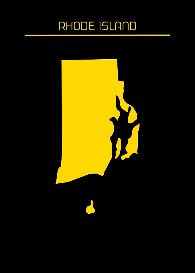 Rhode Island Map Gold