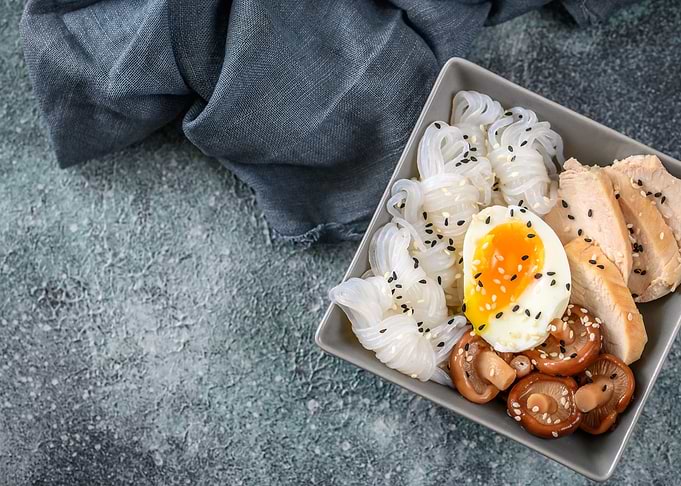 Asian food with konnyaku