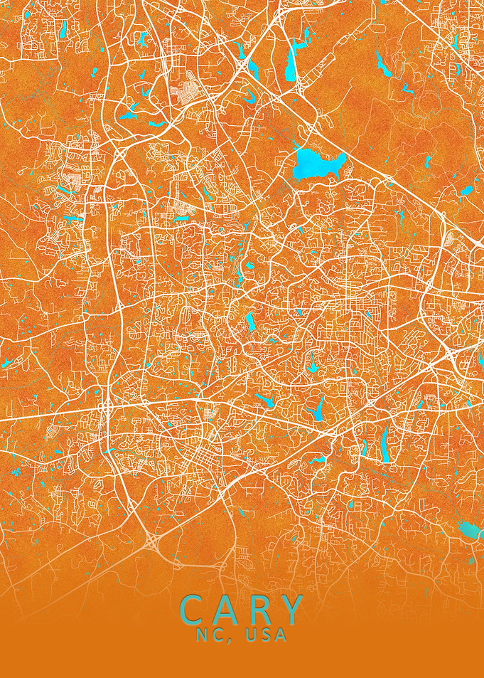 Cary NC USA City Map Gold