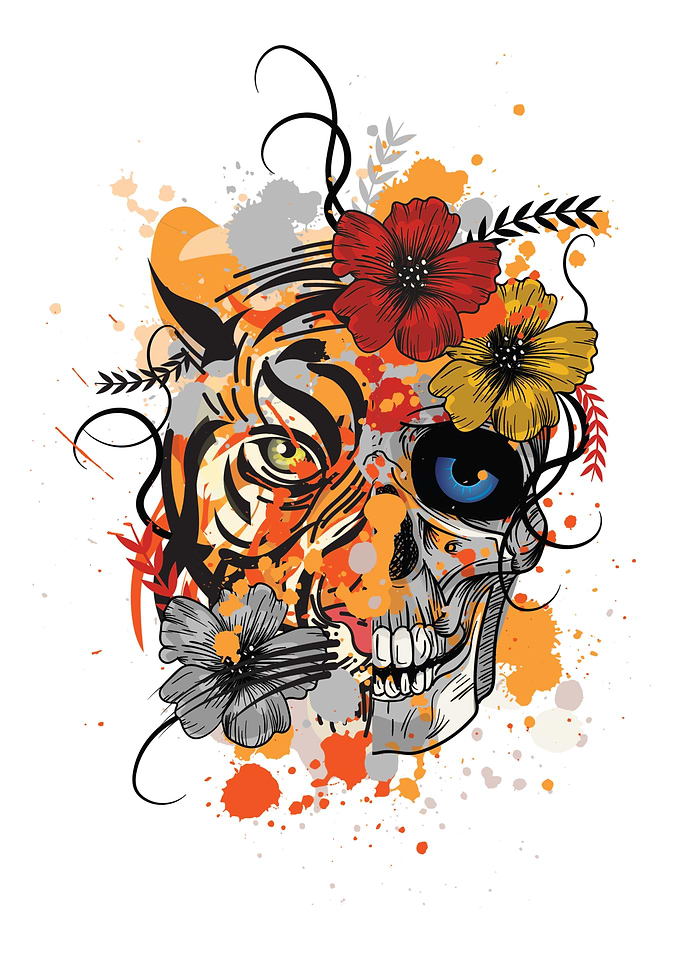 Tiger and skull