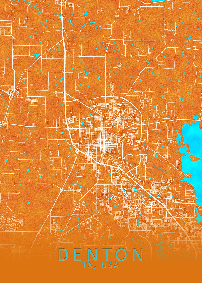 Denton TX USA City Map