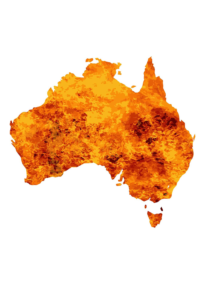 Australia Map With Flames