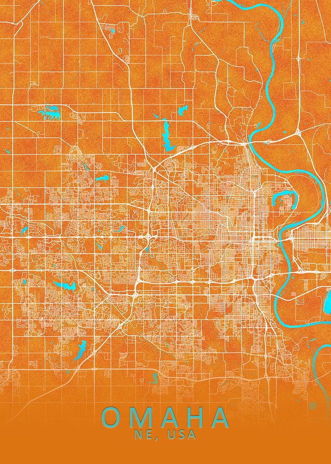 Omaha NE USA City Map Gold