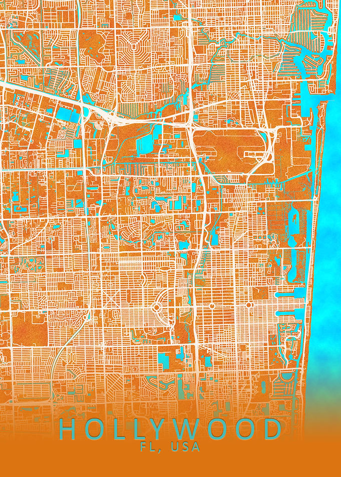 Hollywood FL USA City Map
